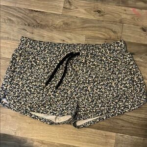 Prana Black and White Athletic Shorts with Leopard Print